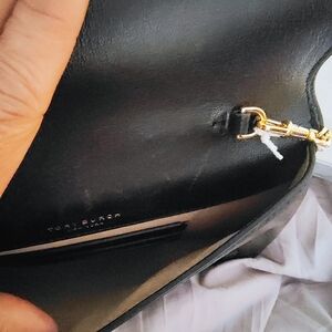Tory Burch Black Leather Clutch with Gold Hardware